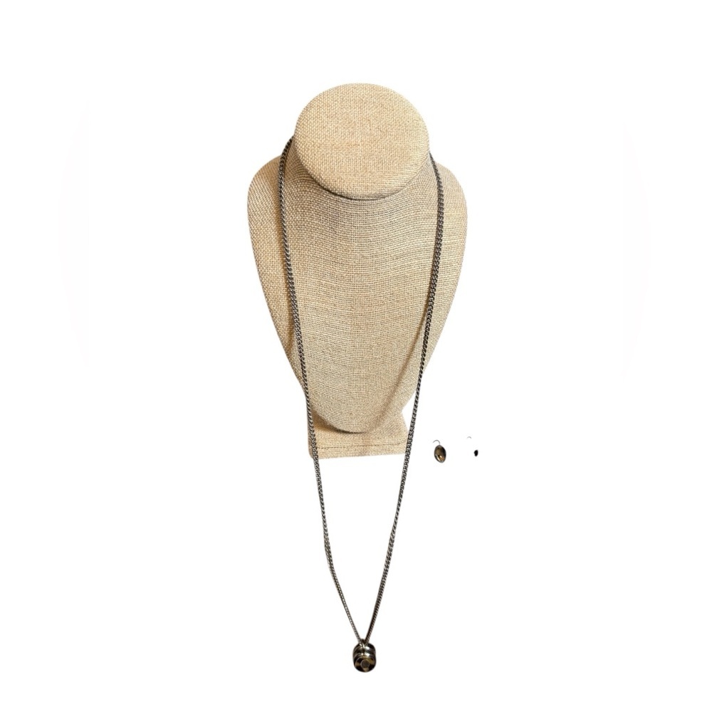 Ralph Lauren Tiger’s Eye Cabochon Necklace & Earrings - Picture 8 of 9
